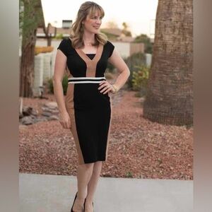 H&M black and beige bodycon dress size large